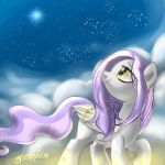  2017 cloud cute equine eyebrows eyelashes fan_character feathered_wings feathers female feral hair hooves long_hair looking_up mammal my_little_pony nude oofycolorful outside pegasus pink_hair portrait signature sky smile solo star starry_sky walking white_feathers wings yellow_eyes 
