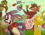  2018 animatronic anthro avian bear bird bonnie_(fnaf) bow_tie breasts canine chica_(fnaf) chicken digital_media_(artwork) female five_nights_at_freddy&#039;s fox foxy_(fnaf) freddy_(fnaf) golden_freddy_(fnaf) hat hi_res lagomorph machine male mammal rabbit robot simple_background tonycrynight top_hat video_games 