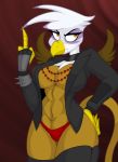  2018 abs anthro anthrofied avian beak belt big_breasts breasts brown_feathers cleavage clothed clothing collar digital_media_(artwork) feathered_wings feathers female friendship_is_magic gilda_(mlp) gryphon hi_res jacket jrvanesbroek middle_finger my_little_pony navel panties purple_feathers solo spiked_collar spikes thong torn_clothing underwear white_feathers wings yellow_eyes 