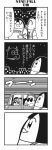  4koma :3 bangs bkub blunt_bangs calimero_(bkub) car chakapi city closed_eyes comic cow cow_horns eyebrows_visible_through_hair food food_on_face full_stomach greyscale ground_vehicle hair_ornament hair_scrunchie halftone highres honey_come_chatka!! hood hoodie horns looking_up monochrome motion_lines motor_vehicle multiple_girls night nose_piercing nose_ring people piercing scrunchie shirt short_hair simple_background sky speech_bubble speed_lines star_(sky) starry_sky talking tayo topknot translation_request two-tone_background two_side_up 