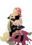  carrying cloak closed_eyes dyx_(asdiandyx) green_hair ink inkling looking_at_another multiple_girls octarian octoling pink_hair pointy_ears princess_carry shoes shorts simple_background sleeveless sneakers splatoon_(series) splatoon_2 splatoon_2:_octo_expansion squidbeak_splatoon tentacle_hair unconscious white_background yellow_eyes 