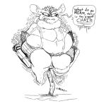  anthro belly big_belly chair chinchilla clothing female grindavikbydaylight mammal monochrome overweight rodent simple_background solo sonic_(series) text thunderbolt_the_chinchilla white_background 