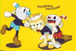  2018 animate_inanimate beauty_mark bloomers butt chromatic_aberration clothing cunnilingus cuphead_(character) cuphead_(game) english_text fellatio female footwear gloves group group_sex hand_on_butt hi_res humanoid licking looking_pleasured male male/female ms._chalice mugman not_furry object_head open_mouth oral orgasm panties saliva sex shadman shaking short_stack signature sweat text threesome tongue tongue_out trembling underwear vaginal video_games 
