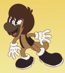  2018 anthro brown_fur brown_hair clothing cuphead_(game) digital_media_(artwork) footwear fur gloves hair itoruna itoruna_the_platypus mammal monotreme platypus solo 