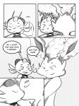  after_sex alolan_meowth anthro anthro_on_anthro ban_(artist) clothed clothing collar comic dialogue duo eeveelution english_text eye_contact eyes_closed fangs feifei kissing larger_male leafeon male male/male monochrome nintendo nude one_eye_closed open_mouth pok&eacute;mon pok&eacute;mon_(species) regional_variant shirt simple_background size_difference smaller_male smile sound_effects speech_bubble surprise sweat text video_games wide_eyed wink 