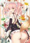  :d animal_ear_fluff animal_ears arms_at_sides ass back bangs bare_shoulders black_dress black_panties blush breasts commentary_request cowboy_shot detached_sleeves dress eyebrows_visible_through_hair fang fate/extra fate/grand_order fate_(series) flower fork fox_ears fox_tail from_behind hair_between_eyes large_breasts legs_together long_hair looking_at_viewer looking_back maid maid_headdress microdress open_mouth panties pink_hair rinaka_moruchi rose shoulder_blades sleeveless sleeveless_dress slit_pupils smile solo spoon standing tail tamamo_(fate)_(all) tamamo_no_mae_(fate) thong twintails underwear yellow_eyes 