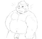  2019 anthro balls belly bhtoss boar flaccid gouryou humanoid_hands male mammal mohawk moobs navel nipples overweight overweight_male penis porcine simple_background solo tokyo_afterschool_summoners video_games 