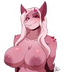  anthro big_breasts breasts canid canine female looking_at_viewer mammal nipples nude ryousakai simple_background solo white_background 