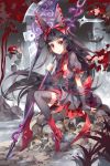  black_hair gate_-_jieitai_ka_no_chi_nite_kaku_tatakaeri hairband highres kyurin_(sunnydelight) lolita_fashion lolita_hairband long_hair looking_at_viewer red_eyes rory_mercury scythe smile 