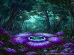  day flower forest grass highres nature no_humans official_art outdoors purple_flower rafflesia_(flower) scenery seisen_cerberus tree watermark z.dk 