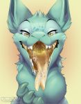  2017 blue_fur fur mammal mouth_shot nummynumz open_mouth saliva signature solo teeth tongue tongue_out 