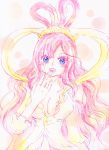  1girl breasts breasts_outside cleavage large_breasts long_hair one_piece pink_hair shirahoshi smile underboob 