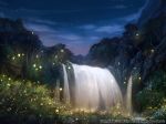  cloud commentary_request fireflies forest grass highres nature night night_sky no_humans official_art outdoors river scenery seisen_cerberus sky tree watermark z.dk 