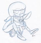  2013 4_toes alien clothed clothing disney duo experiment_(species) eyes_closed fur hair head_tuft hug hugging_from_behind human kicsterash lilo_and_stitch mammal notched_ear one_eye_closed open_mouth open_smile pencil_(artwork) ponytail simple_background sketch smile stitch toes traditional_media_(artwork) white_background 