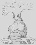  areola blush bound breasts empty_eyes female flora_fauna hollow_knight huge_areola ikakins inverted_nipples monochrome nipples plant solo the_white_lady 