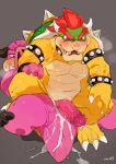  3_toes 4_fingers anthro bebebebebe blush bowser butt claws cum cum_inside cum_leaking cum_on_butt cum_on_ground cum_on_tail cum_while_penetrated cumshot dripping duo ejaculation erection koopa male male/male mario_and_luigi_(series) mario_bros midbus muscular muscular_male nintendo orgasm penetration penis precum scalie sharp_teeth simple_background smile spiked_penis sweat teeth toe_claws toes unusual_penis vein veiny_penis video_games 