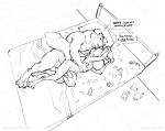  2018 adam_wan alcohol anal anal_penetration anthro anthro_on_anthro balls bed beverage canine dialogue dog duo embrace english_text eyes_closed flower fox from_behind_position happy happy_sex licking male male/male male_penetrating mammal monochrome muscular muscular_male on_bed open_mouth paws penetration penis pillow plant romantic_couple rose sex simple_background size_difference sketch smile spooning text tongue tongue_out white_background 