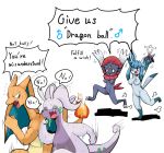  anthro breasts charizard claws dialogue dragon eeveelution english_text female fire fur glaceon goodra hi_res mammal motion_lines nintendo nipples nude pok&eacute;mon pok&eacute;mon_(species) pussy san_ruishin smile sweat text video_games weavile wings 