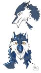  2018 ambiguous_gender blue_fur bust_portrait colored_sketch ergreta_ambers fur harpseal looking_at_viewer portrait sergal simple_background smile solo teeth white_background white_fur yellow_eyes 