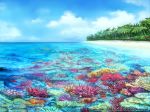  cloud commentary_request coral coral_reef day fish forest highres island nature no_humans official_art outdoors scenery seisen_cerberus sky watermark z.dk 