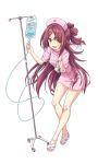  bare_legs breasts fang full_body hat highres long_hair looking_at_viewer nurse nurse_cap official_art open_mouth purple_hair sandals solo takamura_tsukushi transparent_background venus_eleven_vivid! yellow_eyes 