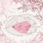  ambiguous_gender backpack dragon duo forest horn kemono lying sleeping sleeping_bag tree unknown_species wings ぱりぽい（ドラグーン) 