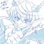  artist_name copyright_name dated gloves h-new hair_between_eyes headgear looking_at_viewer maria_cadenzavna_eve senki_zesshou_symphogear smile solo translation_request white_background 
