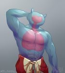  &lt;3 abs anthro biceps clothed clothing grey_background horn male marine muscular nintendo pecs sea_angel shiny simple_background splatoon splatoon_2 tk_subby topless translucent video_games 