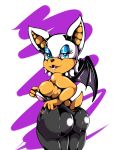  2017 anthro bat big_breasts big_butt black_nose breasts butt clothed clothing eyelashes female fully_clothed hi_res kittkitan legs_together looking_at_viewer mammal membranous_wings open_mouth rouge_the_bat smile solo sonic_(series) standing tight_clothing two_tone_background wings 