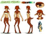  anthro cervine chest_binding digitigrade green_eyes hair hooves looking_at_viewer magic male mammal mostly_nude red_hair reservoirdog_(artist) solo 