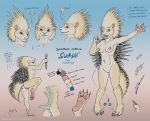  anthro barbed_girls barbedstudios blue_eyes breasts claws female hybrid mammal nayrin nipples paws piercing porcupine pussy quills rodent solo suami 