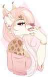  2018 5_fingers anthro digital_media_(artwork) ei-ka feline female hair inner_ear_fluff lynx mammal pink_eyes pink_hair pink_nose solo 