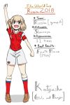  1girl 2018_fifa_world_cup bangs blonde_hair blue_eyes full_body girls_und_panzer happy jtsketch katyusha open_mouth russia short_hair sketch smile soccer soccer_uniform solo world_cup 