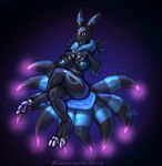  black_fur blue_flesh breasts digimon eeveelution female fur fusion glowing hybrid nayrin nintendo nipples paws pok&eacute;mon pok&eacute;mon_(species) pok&eacute;mon_fusion renamon rose_the_umbrenamon solo umbrenamon umbreon video_games 