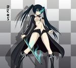  an-bl black_hair black_rock_shooter black_rock_shooter_(character) blue_eyes breasts coat glowing glowing_eyes katana large_breasts long_hair nipples solo sword twintails weapon 