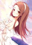  asterisk_(artist) breasts brown_eyes brown_hair bunny doll dress dress_lift hairband idolmaster idolmaster_(classic) long_hair minase_iori nipples no_bra open_clothes open_dress small_breasts white_hairband 