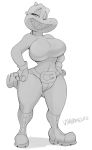  2018 australian big_breasts boots breasts clothed clothing croc_(vimhomeless) crocodilian female footwear hi_res monochrome reptile scalie shorts simple_background smile solo thick_thighs topless vimhomeless voluptuous white_background wide_hips 