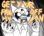  aggressive_retsuko aggressivehasana angry anthro female glowing glowing_eyes humor mammal red_panda retsuko simple_background yelling 