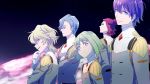  4boys blonde_hair blue_hair bob_cut bright_pupils darling_in_the_franxx green_eyes green_hair hiwomushi long_hair male_focus military military_uniform multiple_boys nine_alpha nine_beta nine_delta nine_epsilon nine_gamma purple_hair red_hair short_hair smile space uniform 