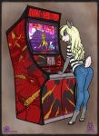  2018 anthro arcade arcade_machine blood butt cervine clothed clothing cub digital_media_(artwork) female fur hair kathrina_prowler lichfang mammal safe simple_background smile solo video_games violence water_deer young 