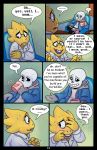  absolutedream alphys animated_skeleton blush bone comic comic_sans cup dialogue english_text eyewear glasses lizard reptile sans_(undertale) scalie skeleton text undead undertale video_games 