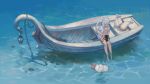  animal_ears barefoot bikini boat camera catgirl final_fantasy_xiv gray_hair jun_(5455454541) miqo&#039;te moogle swimsuit tail water 