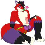 &lt;3 2018 anthro blep blush briefs bulge canine clothed clothing digital_media_(artwork) erection fluffy fox fur hair hi_res majira_strawberry male mammal multicolored_fur notkastar penis poking_out signature simple_background sitting smile solo spread_legs spreading stripes tongue tongue_out topless underwear 