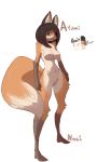  2018 anthro ayumi big_breasts black_hair breasts canine featureless_breasts female fox green_eyes hair humanoid mammal model_sheet nocimon_(artist) nude simple_background solo standing 