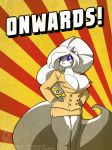  2016 anthro big_breasts black_fur blue_eyes breasts chloe_sinclaire cleavage clothed clothing conditional_dnp female fur hair jollyjack mammal reaction_image skunk solo white_fur white_hair 