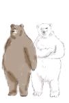  2018 anthro bear belly brown_fur crushfang_(sdorica_sunset) dagger_(sdorica_sunset) duo fur male mammal overweight overweight_male polar_bear sdorica_sunset simple_background white_background white_fur 
