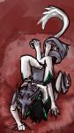 2018 4_fingers 4_toes abstract_background absurd_res anal anthro anthro_on_anthro bedding biped black_fur butt_fluff claws coiling countershading covering digital_media_(artwork) digital_painting_(artwork) digitigrade duo eyes_closed fluffiestfloofy front_view fur green_markings grey_fur hi_res high-angle_view hindpaw hug inside izzar_(danywolf) kel leg_wrap love lying male male/male mammal mane markings missionary_position nude on_back on_top pawpads paws pink_background raised_leg sergal sex shoulder_tuft simple_background sketch snout tail_coil tail_tuft tan_fur textured_background toe_claws toes tuft vilous_universe 