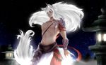  animal_humanoid armor demon fur hair humanoid light male night scar solo star temple tipsycanvas white_fur white_hair yokai 