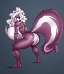 2018 anthro areola big_breasts big_butt blue_eyes breasts butt chloe_sinclaire female gradient_background looking_at_viewer mammal nipples nude r3ydart simple_background skunk solo 