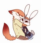  anthro canine clothing cute disney duo female fox hug judy_hopps lagomorph male mammal nemirutami nick_wilde rabbit zootopia 